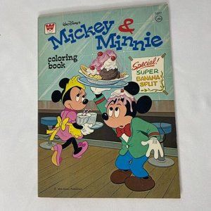Vintage Witman Walt Disney Mickey Minnie Mouse 99% Clean Coloring Book 1976